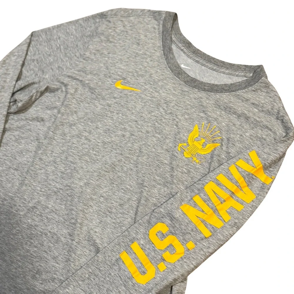 Nike Dri-FIT US Navy Long Sleeve‎ Shirt Gray Yellow XXL